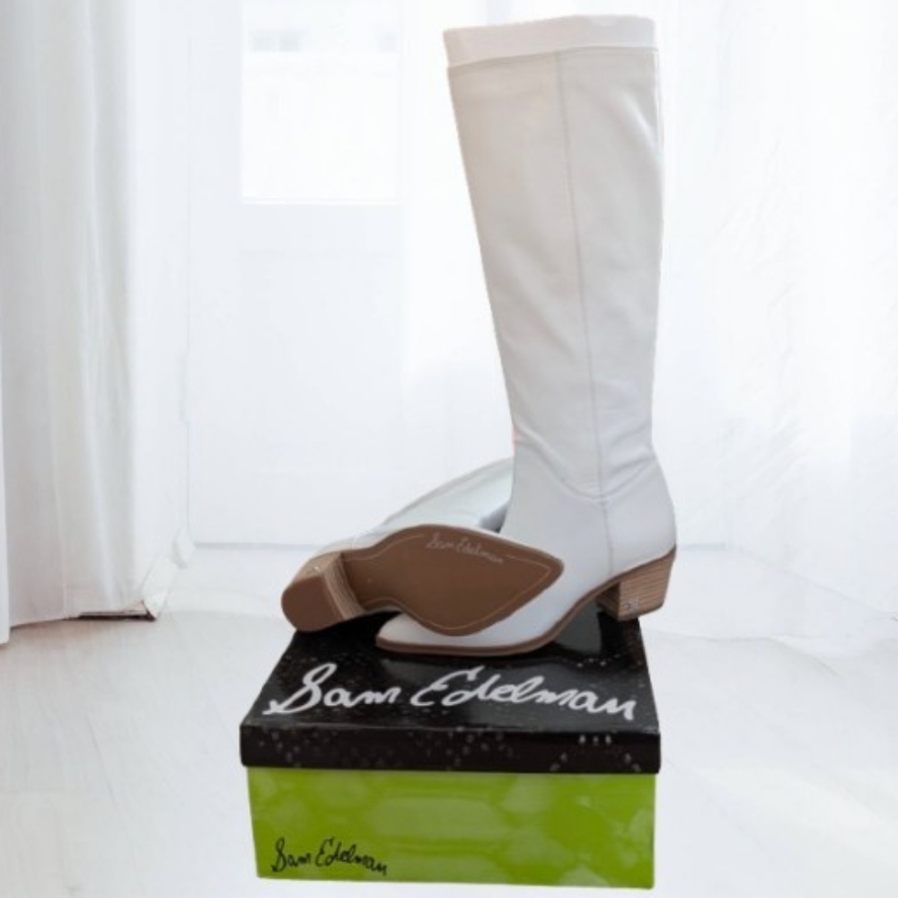 Sam Edelman White and Brown Over the Knee Boots